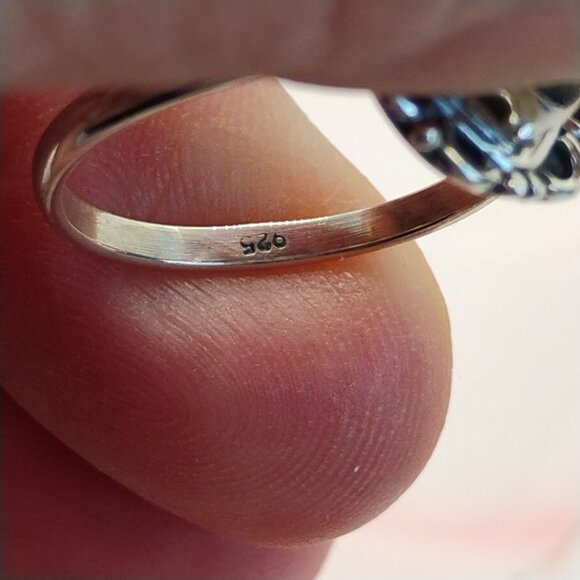 Green Emerald Valley Turquoise Sterling Silver Ring Size 7.5 Diamond Shaped - Picture 4 of 5